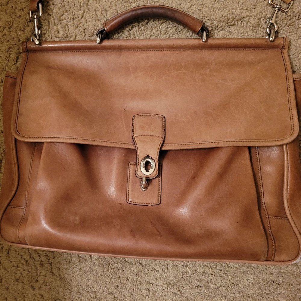 Vtg Coach 6457 British Tan Lexington Lap Top Work Bag